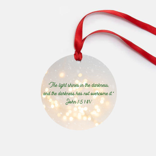 Christian Christmas Ornament John 1:5 The Light Shines in the Darkness